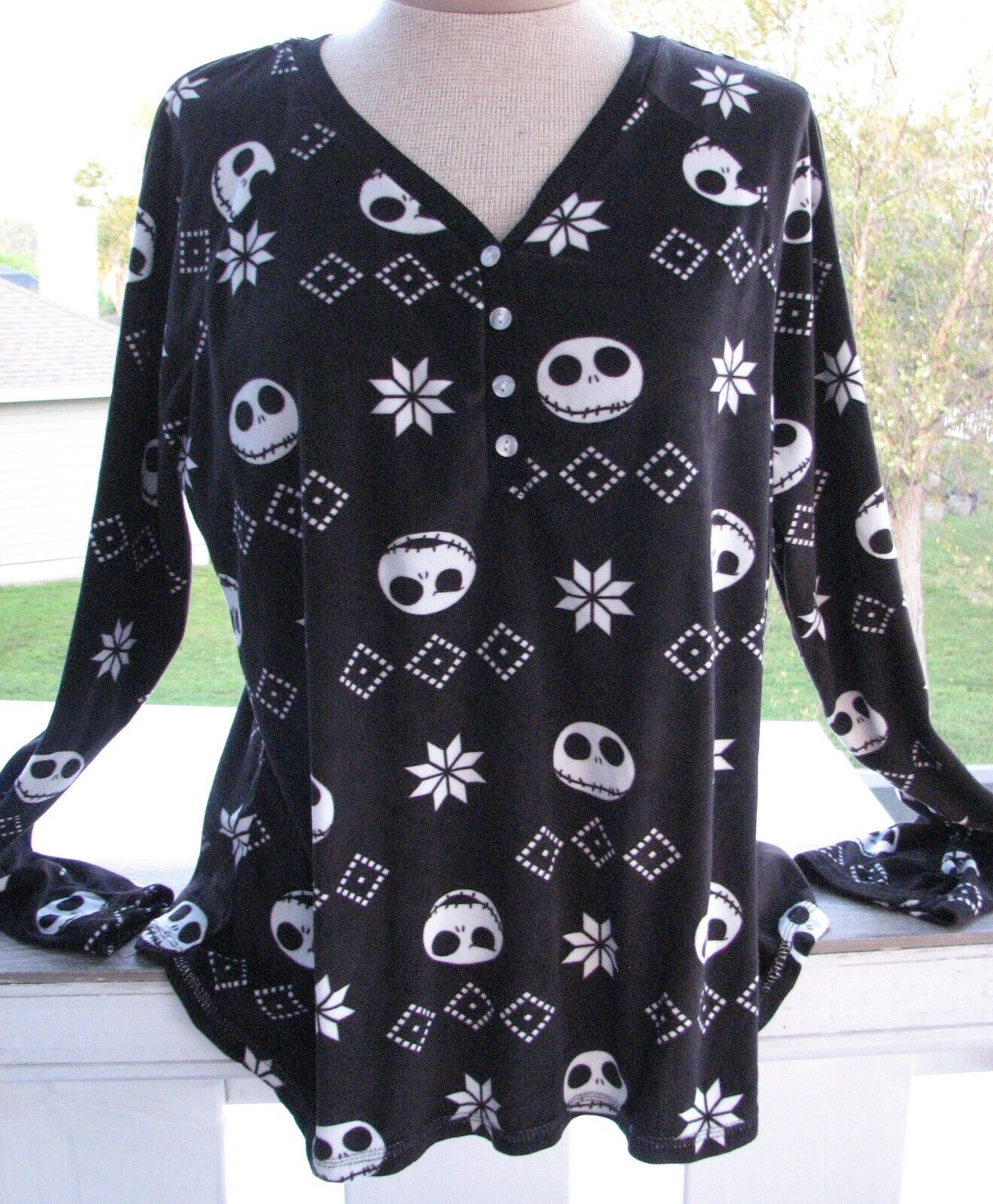 Disney Women's Nightmare Before Christmas Fleece Jack Skellington Pajama Top XL
