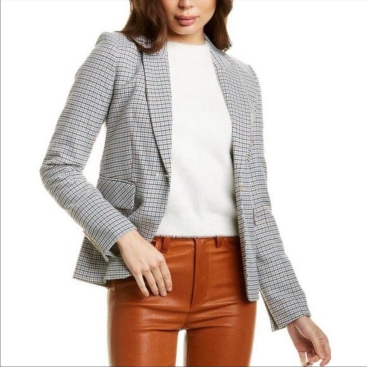 NWT Veronica Beard Check Print Cutaway Dickey Jacket Size 0