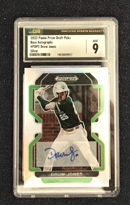 2022 Panini Prizm Draft Picks Silver Druw Jones #PDP2 SGC 9/10 Auto Diamondbacks