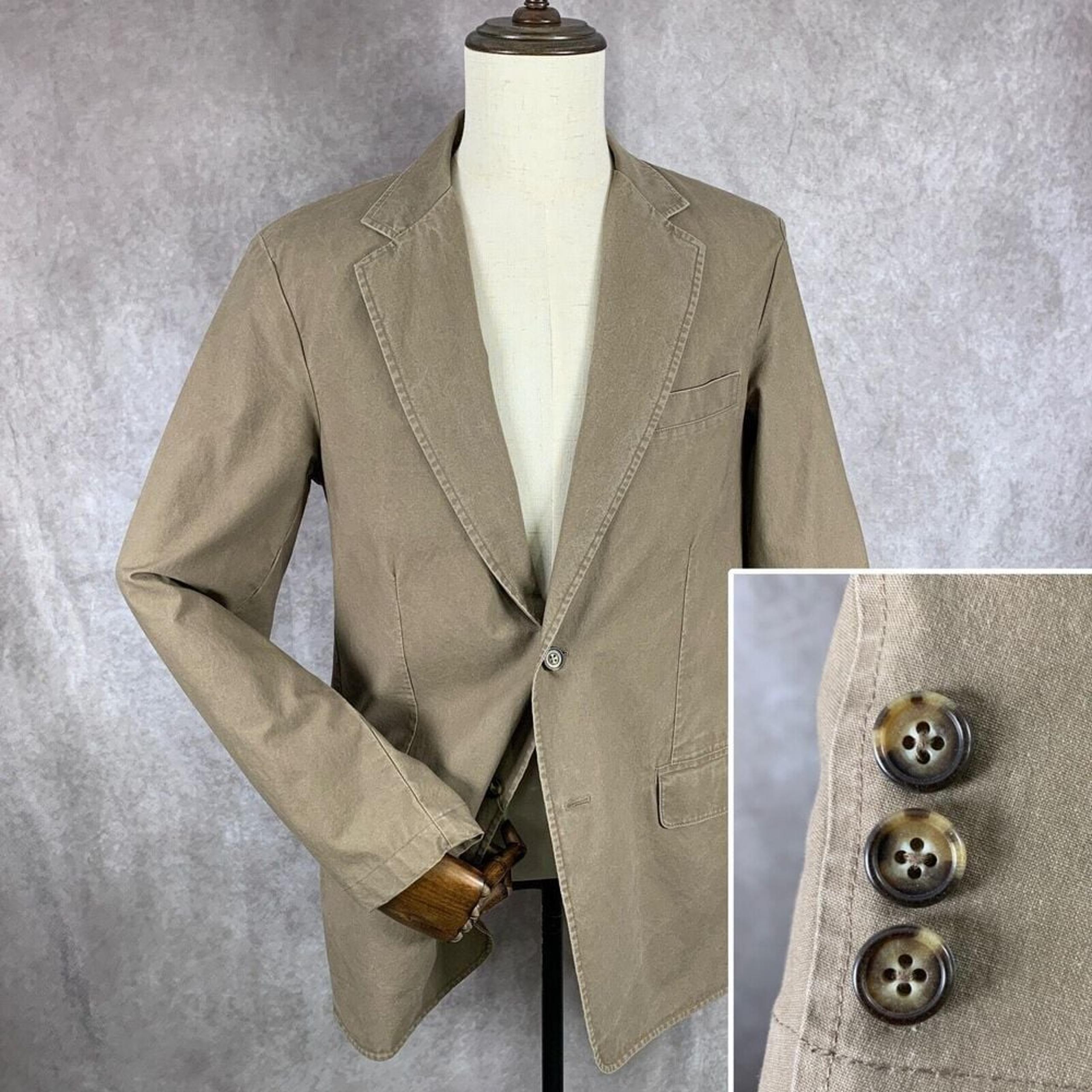 Ll Bean Blazer Jacket Mens 40R Brown Canvas Twill Sport Coat Shoulder Pad