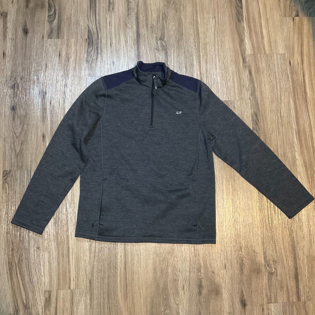 Vineyard Vines Performance Quarter 1/4 Zip Pullover Fleece Gray Size XL 18 EUC