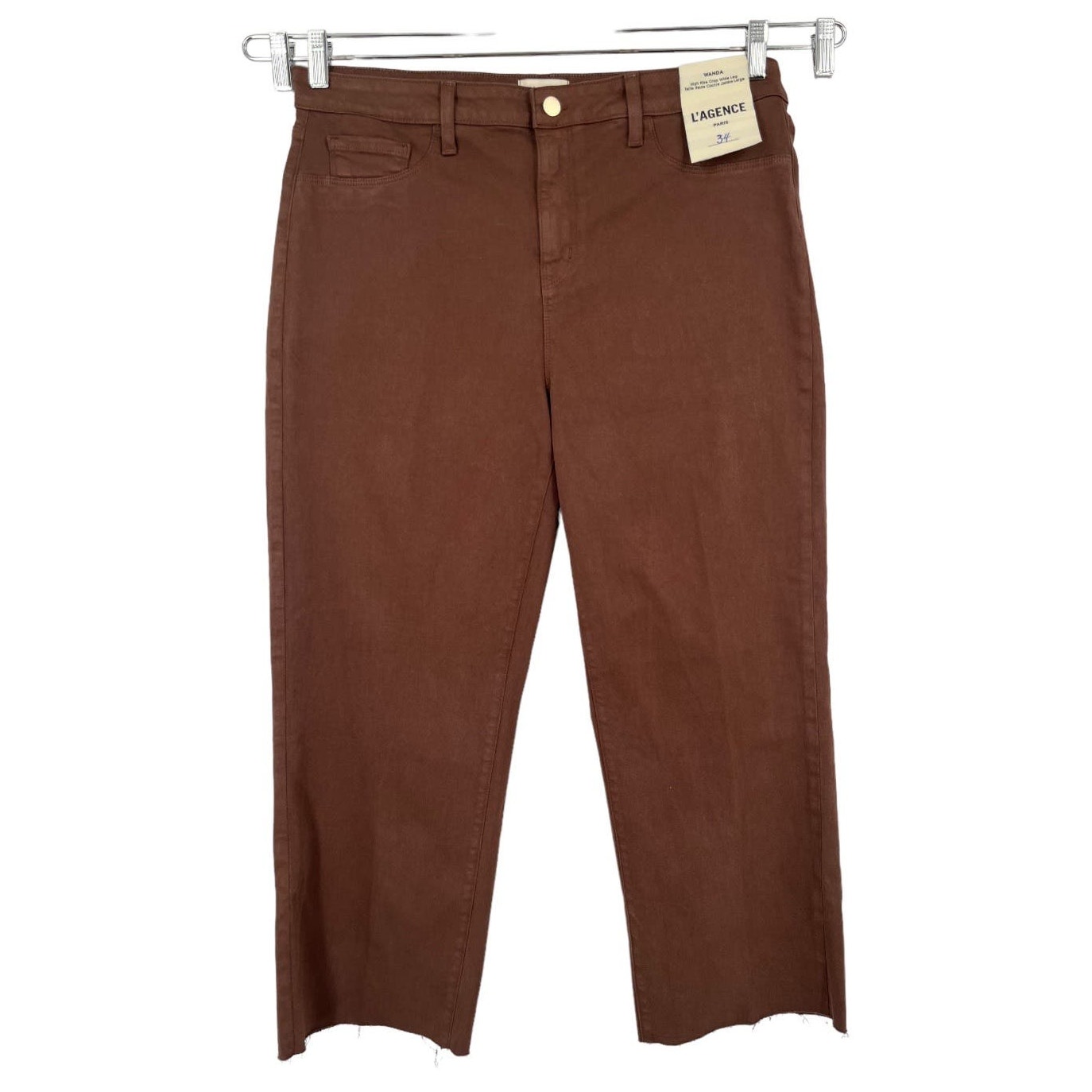 L'Agence Jeans Wanda High rise crop wide leg brown size 34