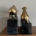 Vintage Heavy Marble and Solid Brass Bull and Bear Bookends
