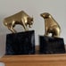 Vintage Heavy Marble and Solid Brass Bull and Bear Bookends