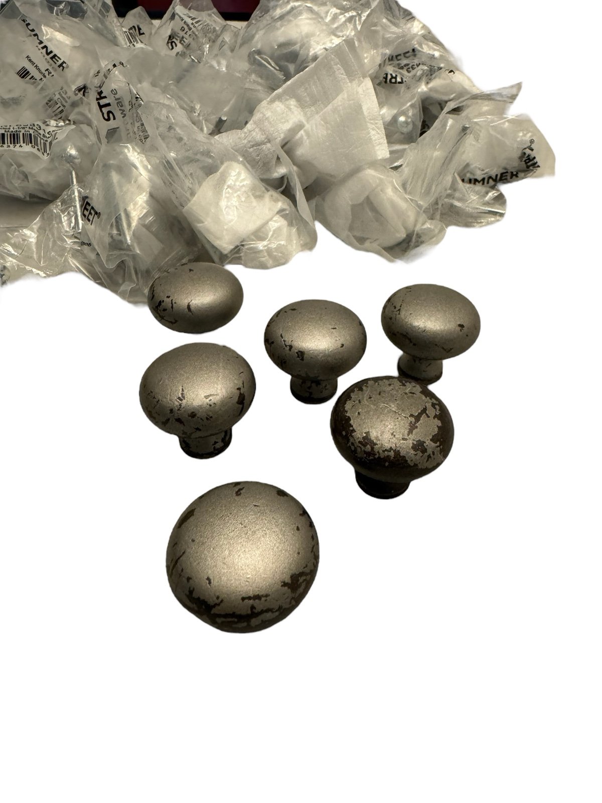 38 Reclaimed Metal Drawer Cabinet Knobs Pulls Black Chipped Paint Nickle Rustic