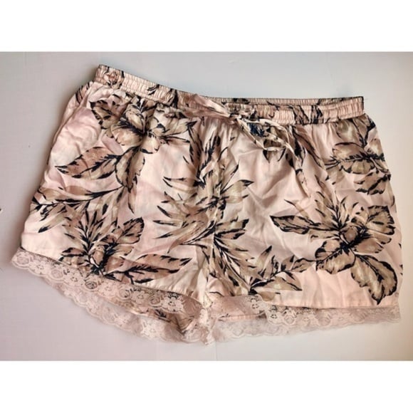 House of Harlow 1960 • Pink Tropical Floral Satin Pajama Shorts