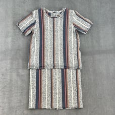 Ann Taylor 2 Piece Racer Stripe Fridge Short Sleeve Top and Pencil Skirt Size 6P