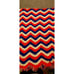 vtg 1970s knitted afghan blanket red white blue TWIN BED SIZE w fringe chevron