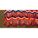 vtg 1970s knitted afghan blanket red white blue TWIN BED SIZE w fringe chevron
