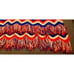 vtg 1970s knitted afghan blanket red white blue TWIN BED SIZE w fringe chevron