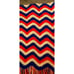 vtg 1970s knitted afghan blanket red white blue TWIN BED SIZE w fringe chevron