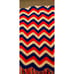 vtg 1970s knitted afghan blanket red white blue TWIN BED SIZE w fringe chevron