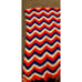 vtg 1970s knitted afghan blanket red white blue TWIN BED SIZE w fringe chevron
