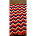 vtg 1970s knitted afghan blanket red white blue TWIN BED SIZE w fringe chevron