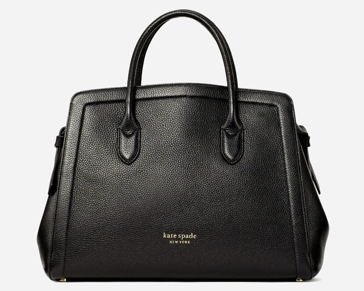 New Kate Spade Knott Pebble Leather Large Satchel Leather Black