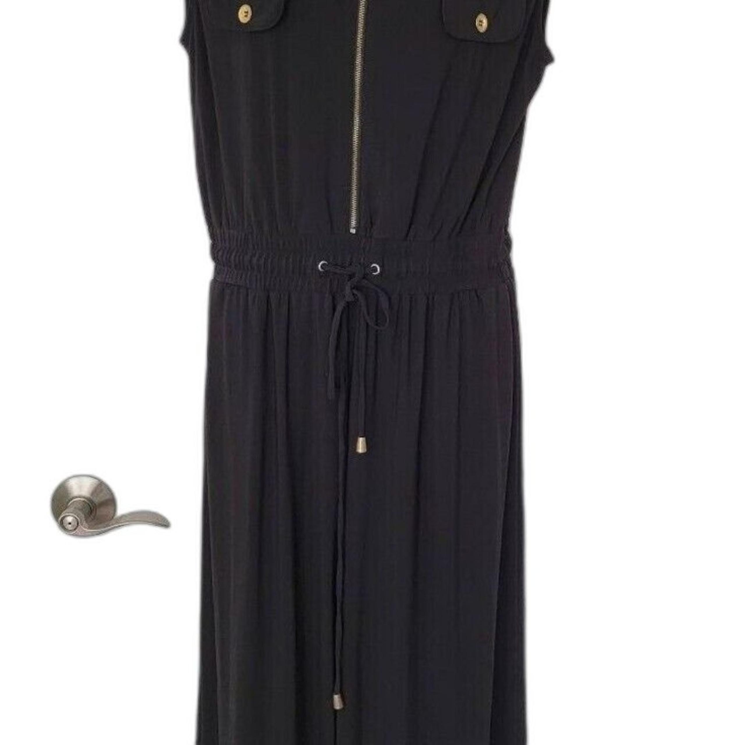 Emma & Michele Women's Black Sleeveless Jumpsuit M Wide Leg Zipper Top Pockets