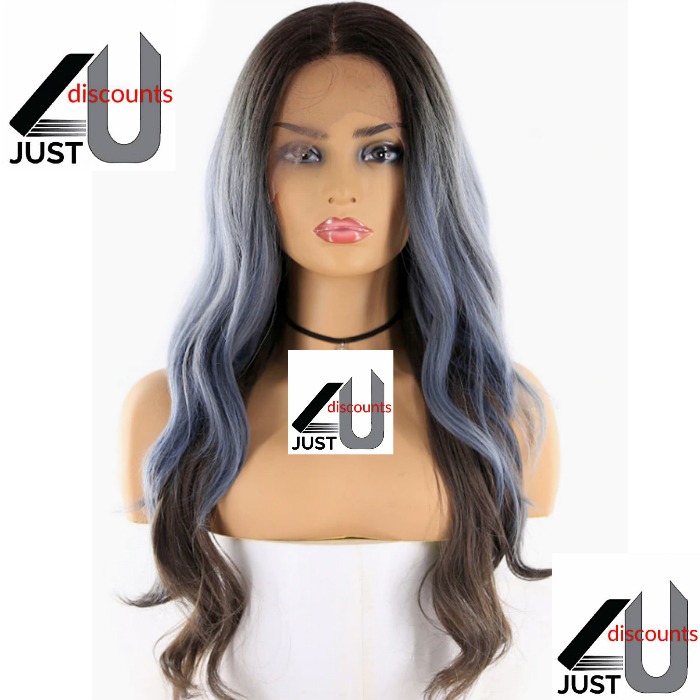 Brown blue ombre freepart lace front wig