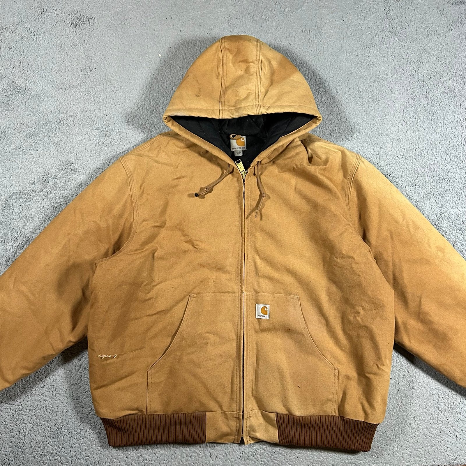 Vintage Tan brown Fade Carhartt j140 work jacket Size 2XL Regular