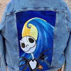 Hand-painted Jack Skellington jean jacket