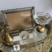 Vtg Set Mirror Tray Cigarette Lighter Ash Tray Clock Picture Frame Brass Bell