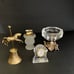 Vtg Set Mirror Tray Cigarette Lighter Ash Tray Clock Picture Frame Brass Bell