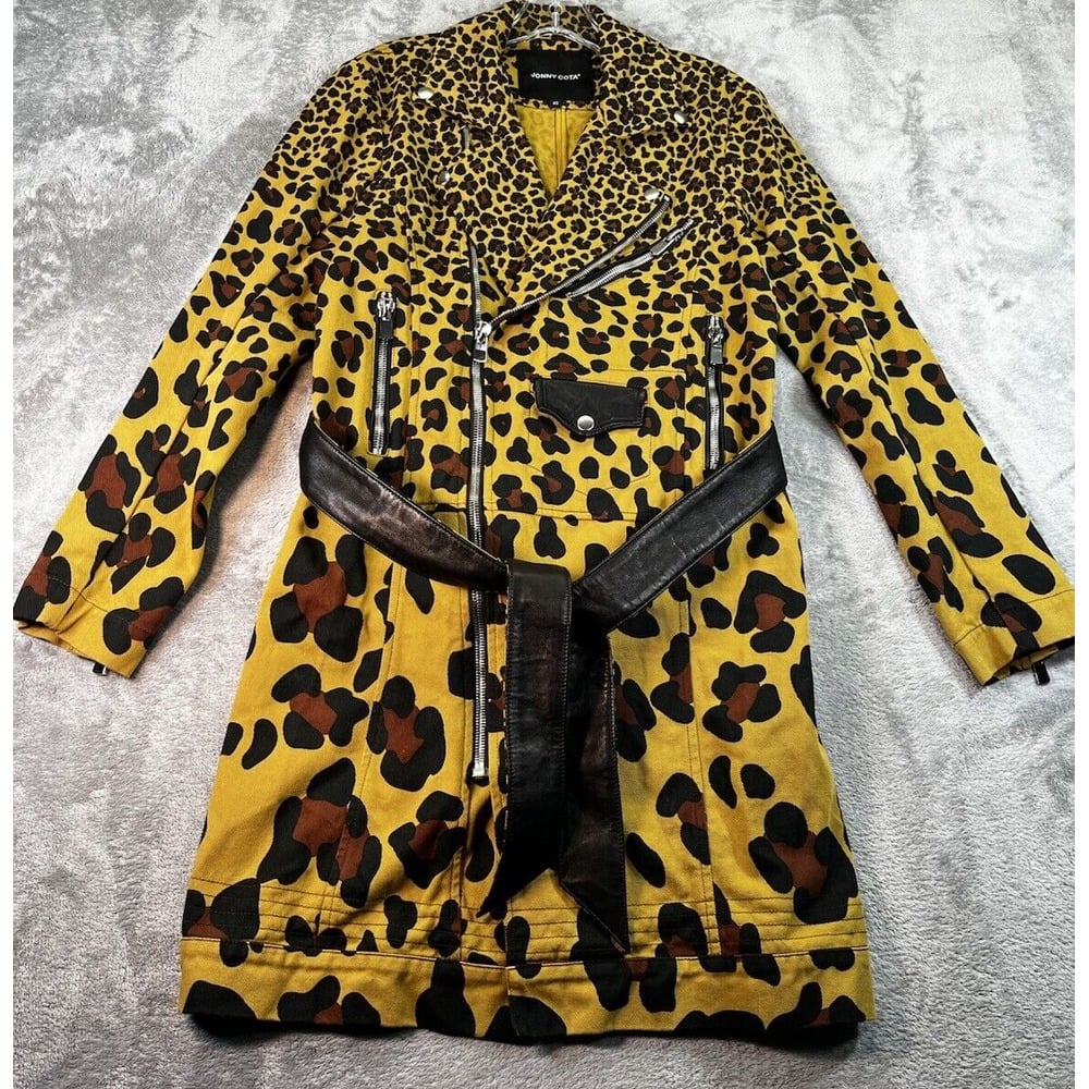 Jonny Cota Studio Men's Sahara Leopard Print Denim Coat Leopard Ex Small XS