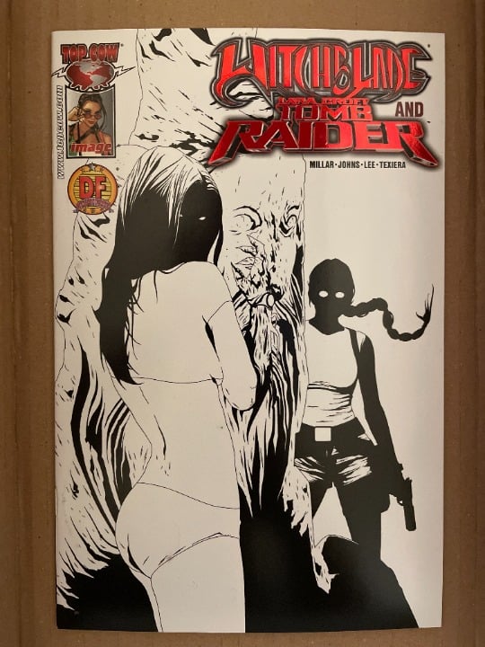 WITCHBLADE AND TOMB RAIDER #1 NM/NM+ FIERY RED FOIL SKETCH (DF) *LTD 300* 2005