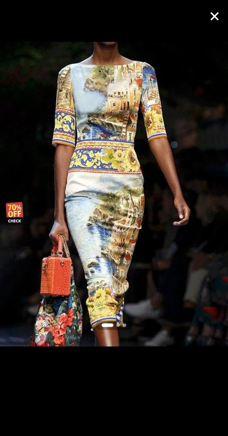 Plus Size Printing Painting Urban Regular Fit Dress