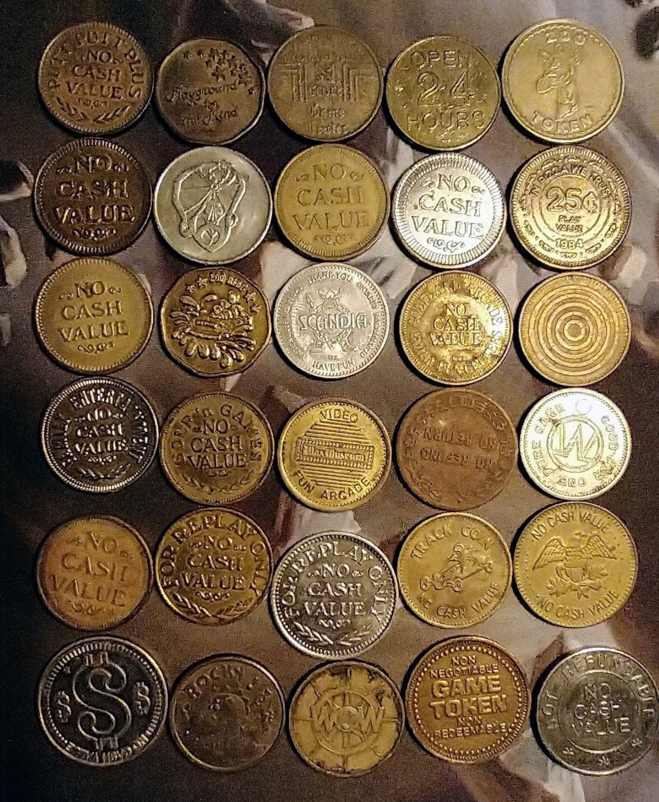 30 Vintage Miscellaneous Arcade and Theme Park Token Coins-assorted LOT of 30
