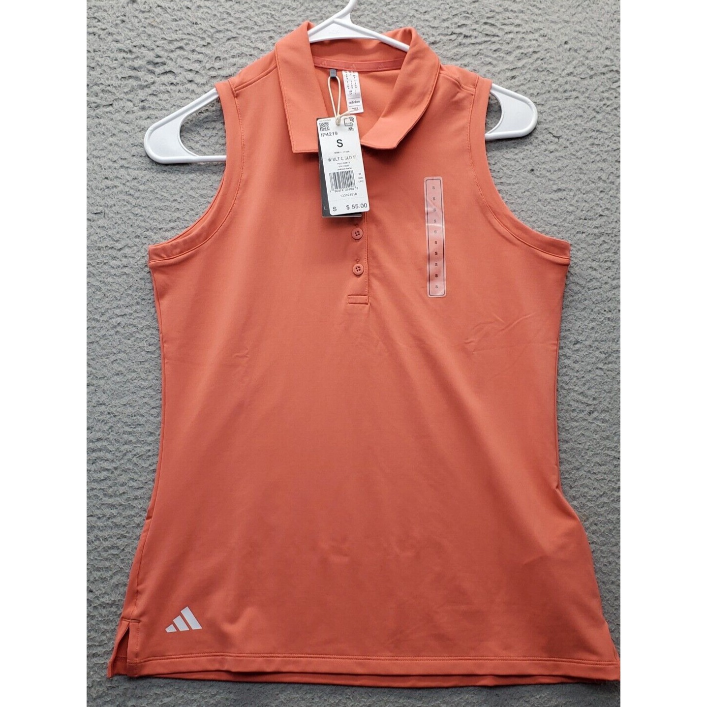 adidas Polo Shirt Womens Small Orange Golf Performance Sleeveless Collared NEW