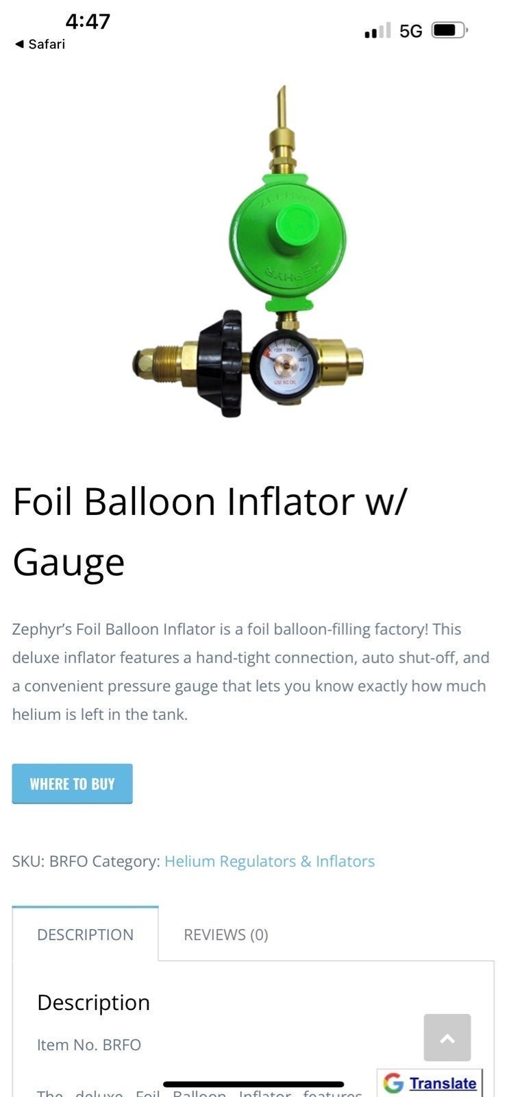 Zephyr’s 60/40 Dual Balloon Inflater
