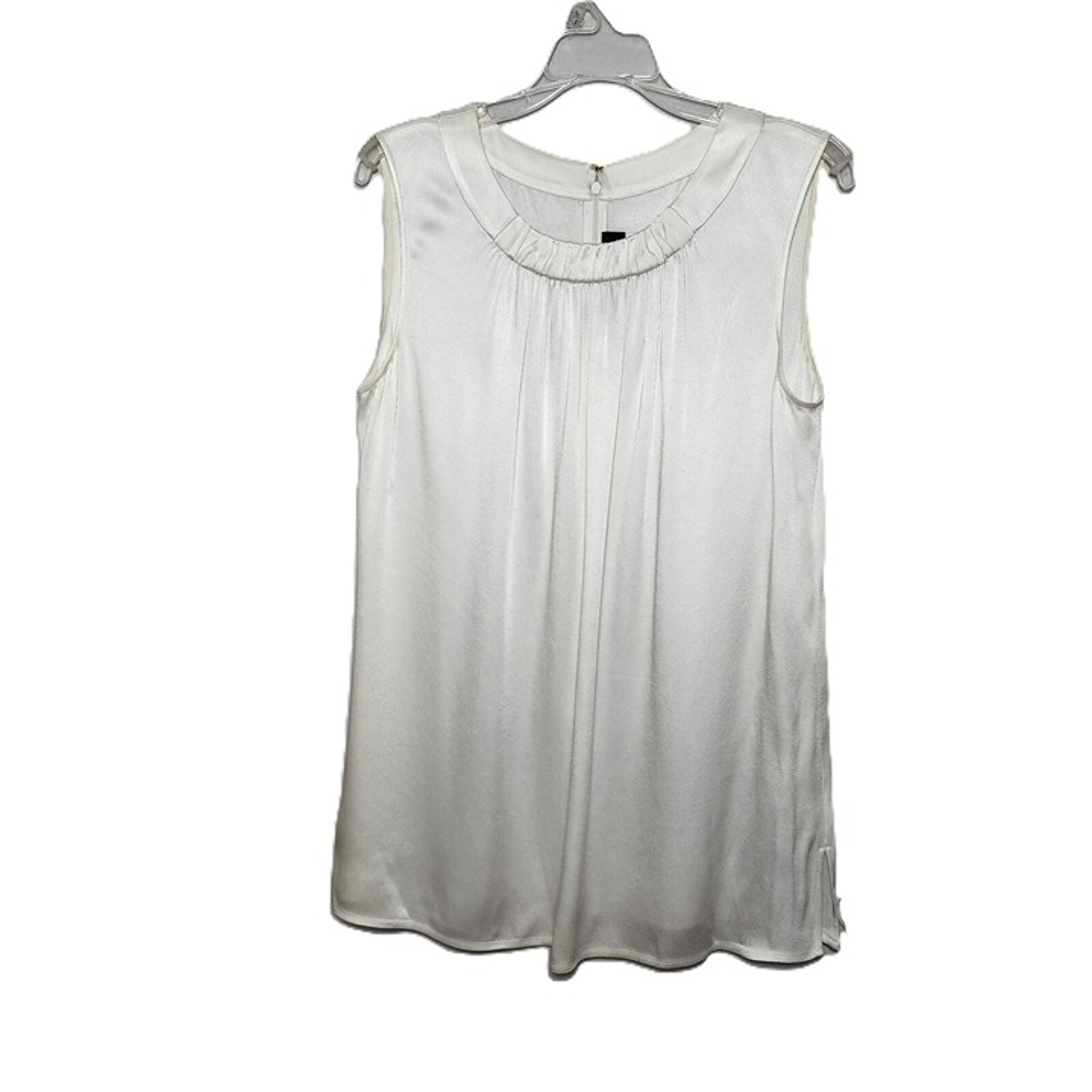St. John Women's White Sleeveless Tunic Blouse Size M | Designer Luxury Blouse