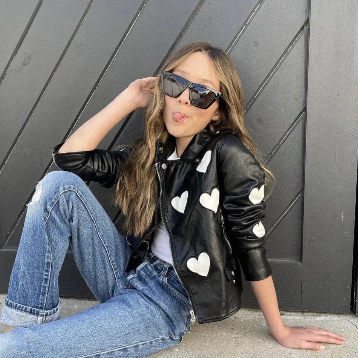 Lola and the boys heart leather jacket