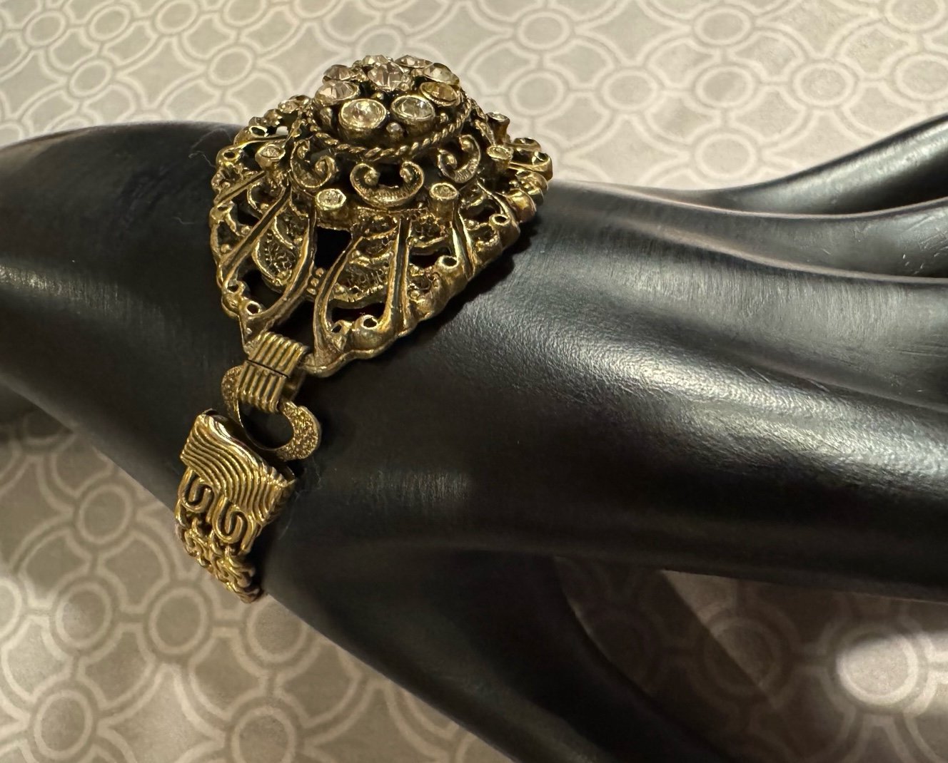 Vintage Bracelet, Vintage Victorian Revival Rhinestone Bracelet