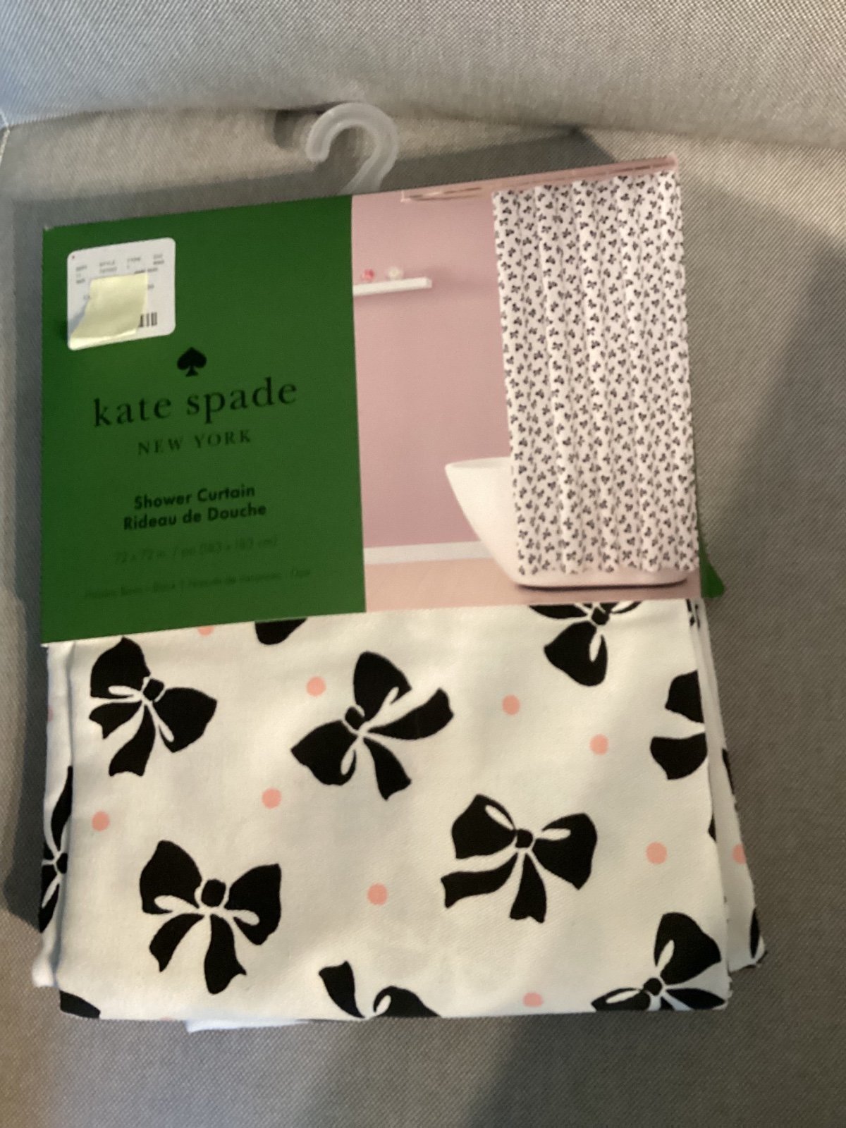 ❤️❤️kate spade black bow and pink polka dot shower curtain