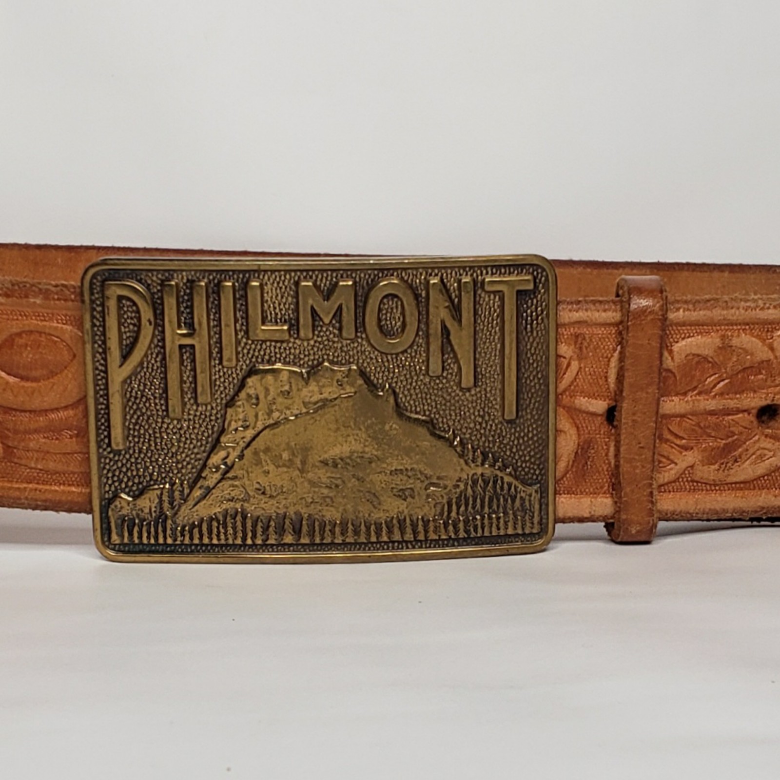 Vtg Philmont Boy Scouts of America BSA Tooled Belt & Buckle Cimarron NM 32