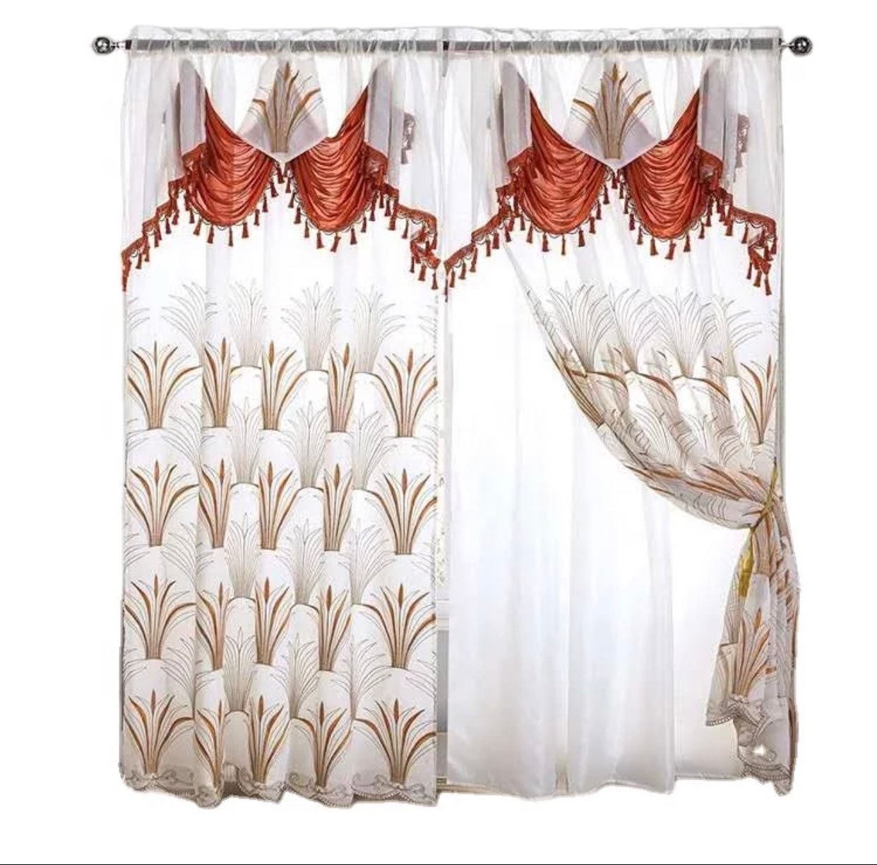 blackout curtains Luxury Embroidered Curtain with valance