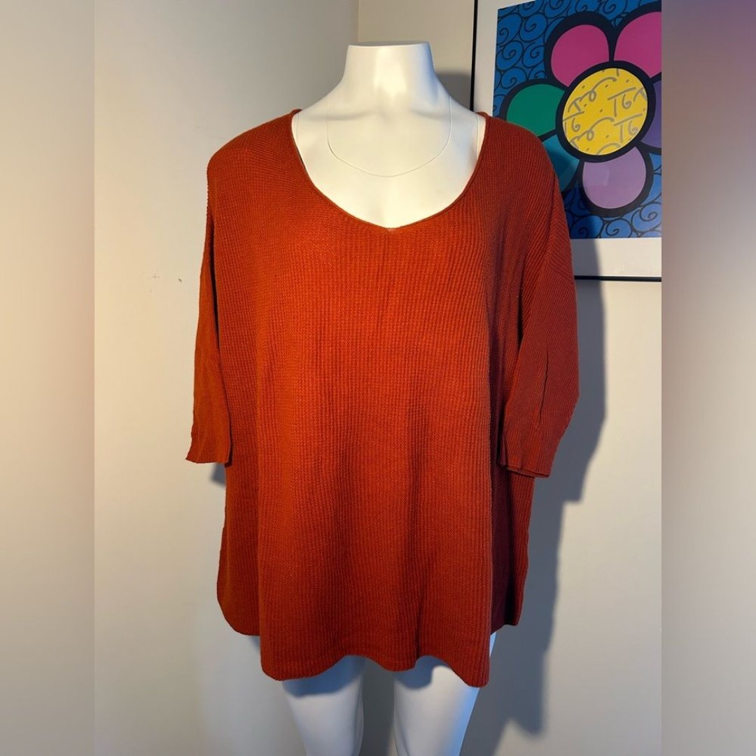 Eileen Fisher womens Scoop Neck Organic Cotton Tunic Top Size S