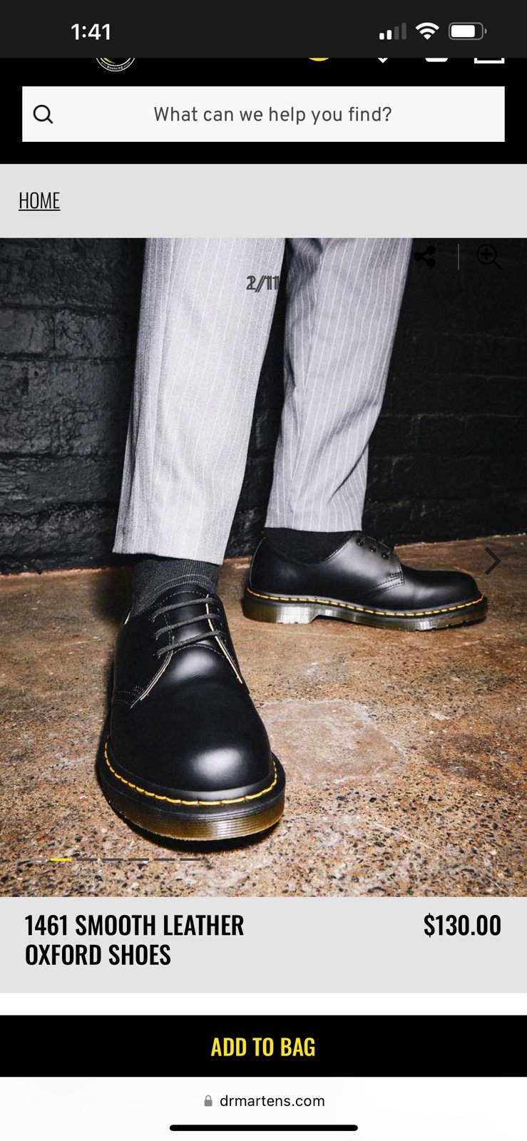DR. MARTENS 1461 BLACK LEATHER OXFORD SHOES SIZE 5