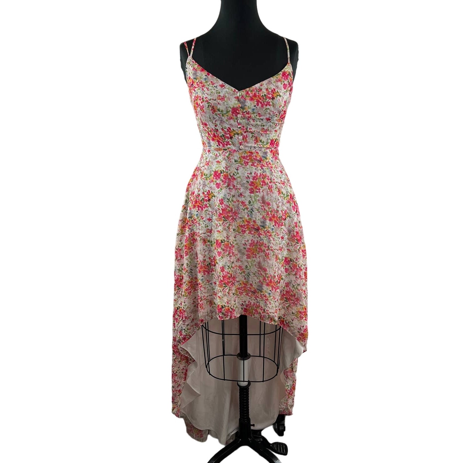 Alexia Admor Bailey Sweetheart High-Low Maxi Dress Watercolor Pink Floral 2
