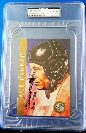 Clarence Ace Parker Signed 1998 Hall of Fame Signature 4x6 Card (PSA/DNA)
