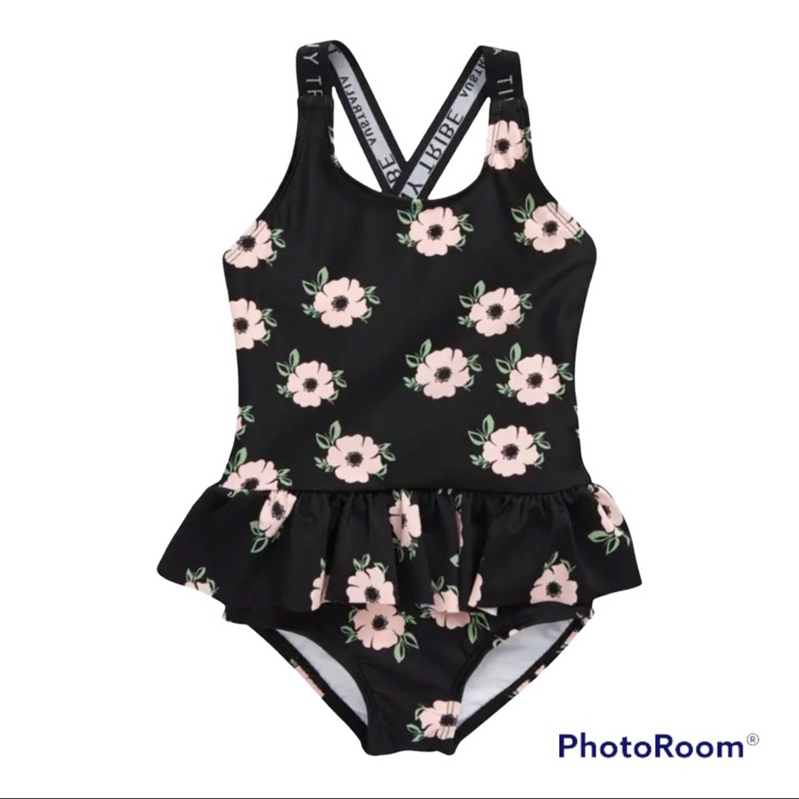 NWT Tiny Tribe Pink Floral Cross Back One-Piece Swimsuit (Size 12 Months)