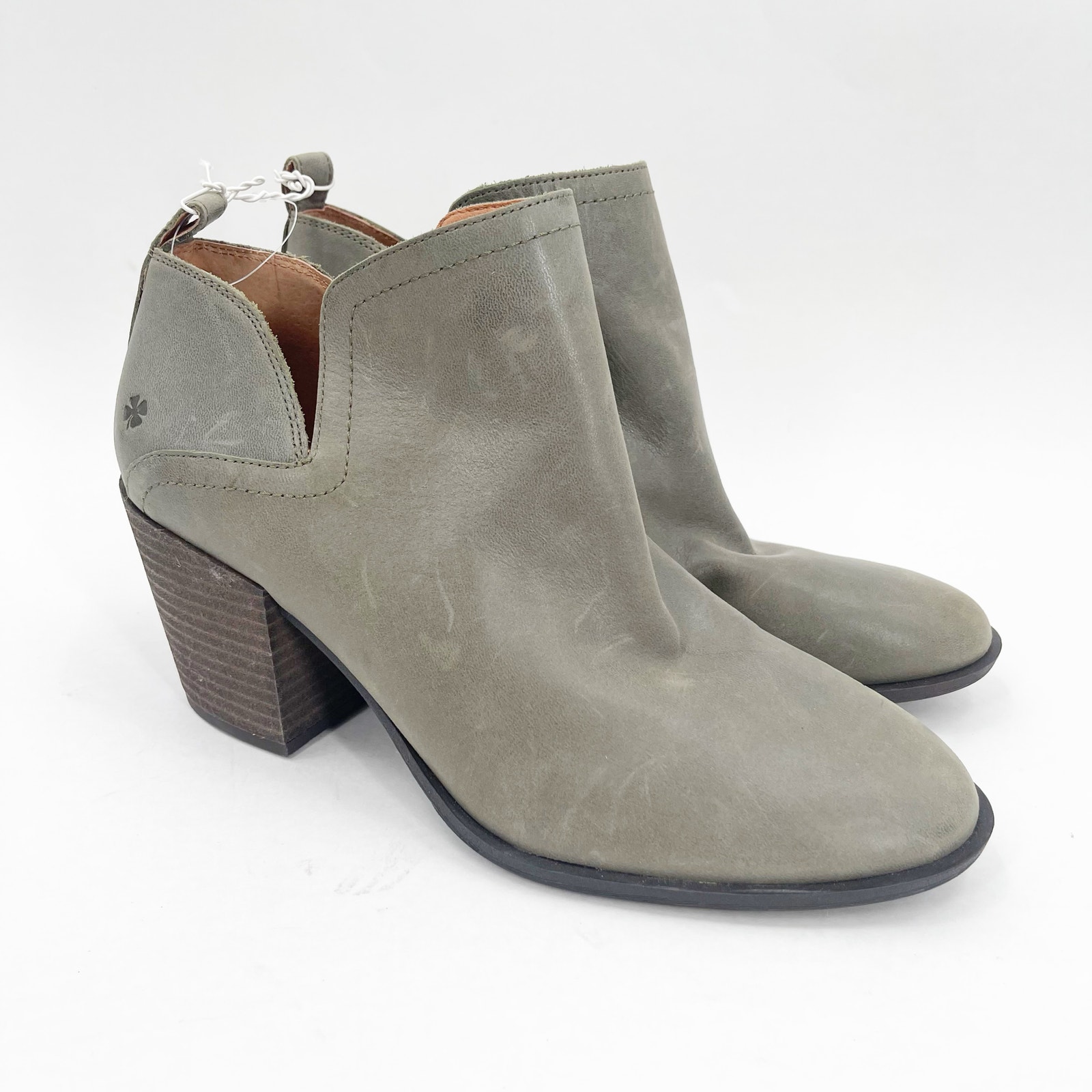 Lucky Brand Boots Size 9 Women's Branndi Bootie Ankle Leather Green/Taupe Heel