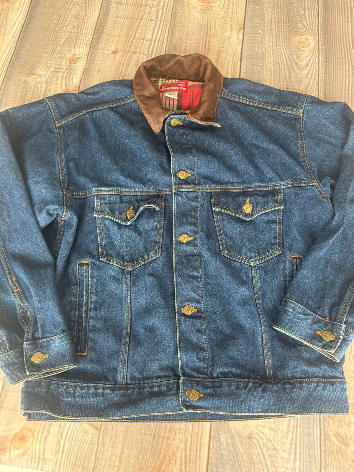 Vintage Marlboro denim jacked with leather collar