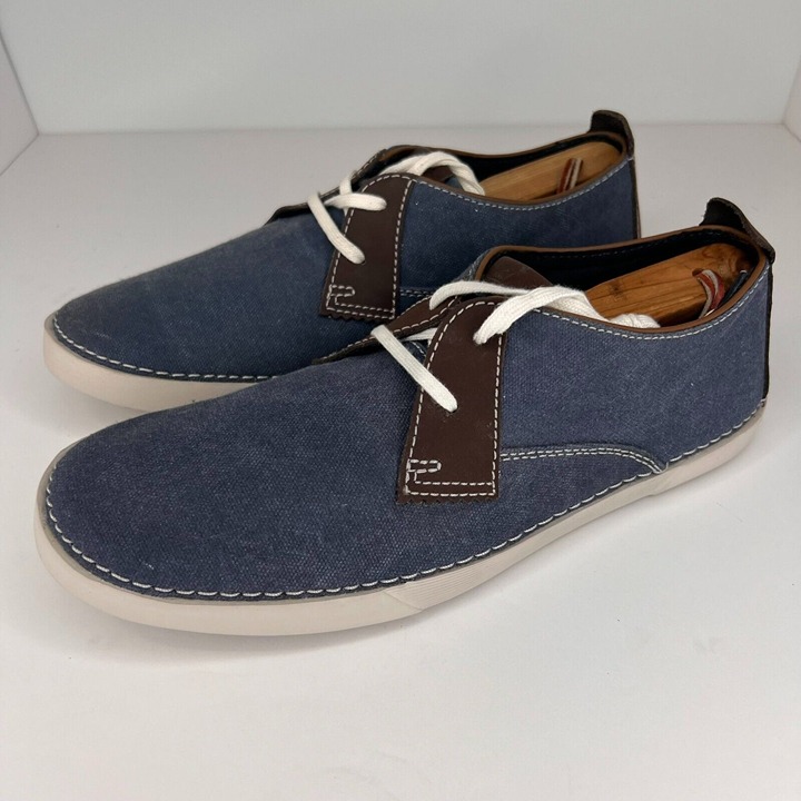 Clarks Mens 20068080 Blue Canvas Neelix Vibe Eye Lace Up Size 8.5 Sneakers