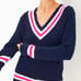 NWT Sz M Brockton Sweater Low Tide Navy x Passion Fruit Ponk Tipping