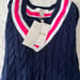 NWT Sz M Brockton Sweater Low Tide Navy x Passion Fruit Ponk Tipping