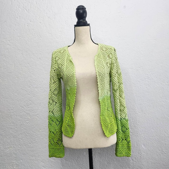 Green ombre crochet cardigan sweater