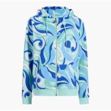 Hill House Womens The Allie Zip Up Hoodie in Ocean Kaleidoscope Size S Oversized