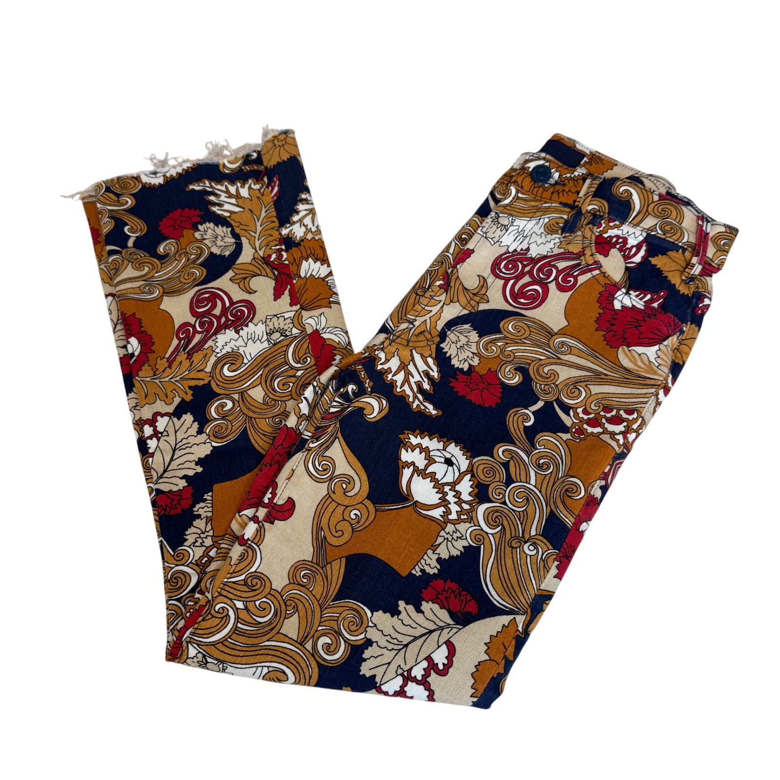 MOTHER NWOT The Hustler Ankle Fray 26 Flowers In Her Hair Floral Retro Floral